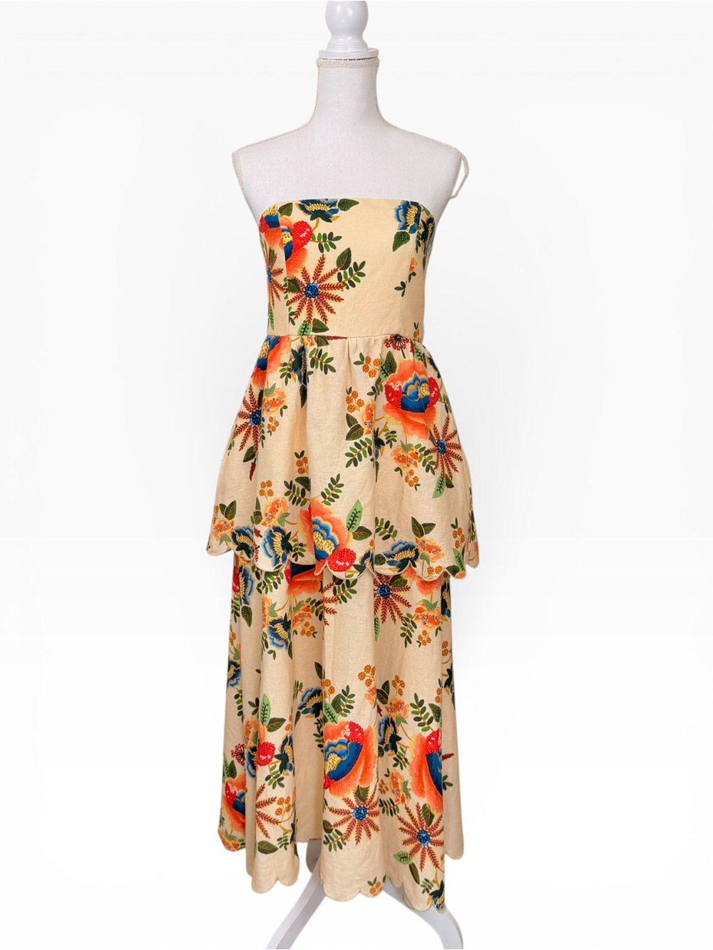 Christian Lacroix Linen Blend Printed Sleeveless Dress With Removable Straps NWT